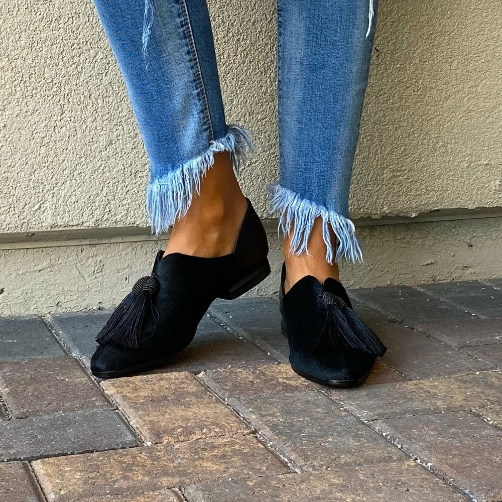 Anthropologie Black Tassel Loafers